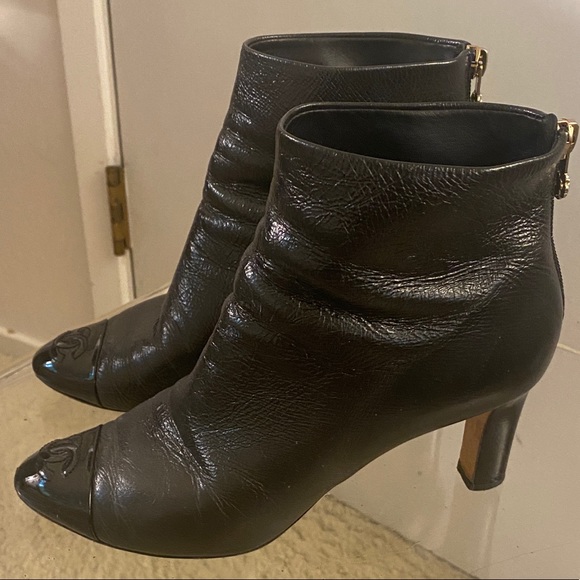 CHANEL Shoes - Chanel leather zip back booties